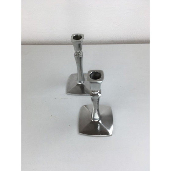 Image 1 of Pair of vintage Danish candlesticks by Just Andersen, 1940s