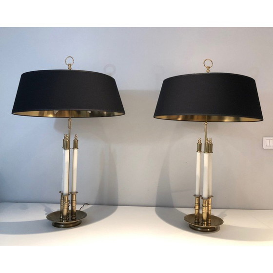Image 1 of Pair of vintage lamps in brass and white lacquer