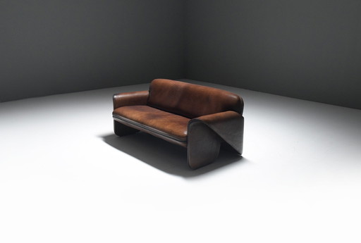 Stunning Patinated Ds 125 Leather Sofa By Gerd Lange For De Sede Swiss