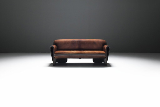 Stunning Patinated Ds 125 Leather Sofa By Gerd Lange For De Sede Swiss