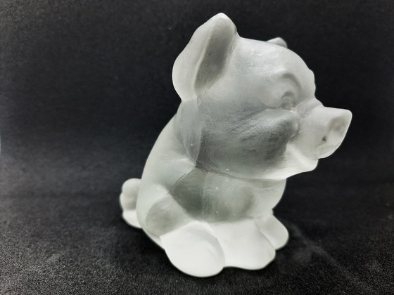 Image 1 of Goebel Figure Cute Little Piglet Frosted Glass 1980'S