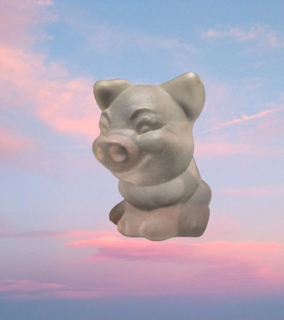 Image 1 of Goebel Figure Cute Little Piglet Frosted Glass 1980'S