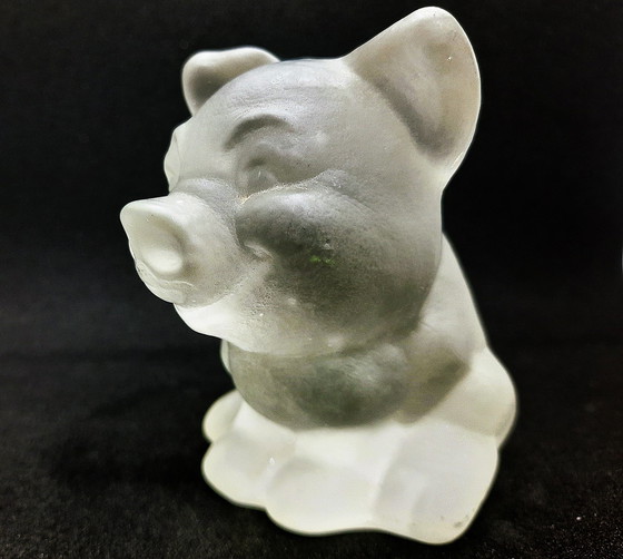 Image 1 of Goebel Figure Cute Little Piglet Frosted Glass 1980'S