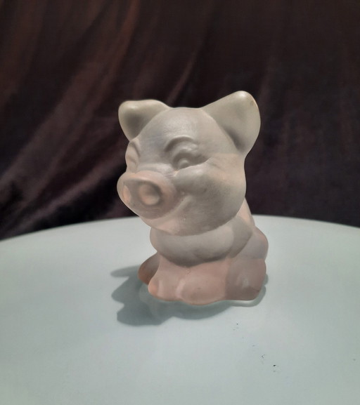 Goebel Figure Cute Little Piglet Frosted Glass 1980'S