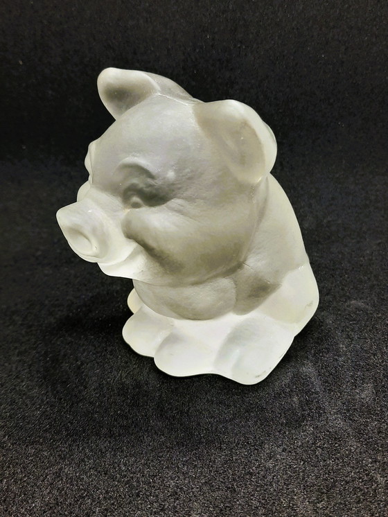 Image 1 of Goebel Figure Cute Little Piglet Frosted Glass 1980'S