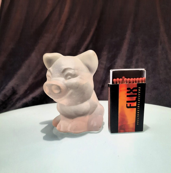 Image 1 of Goebel Figure Cute Little Piglet Frosted Glass 1980'S