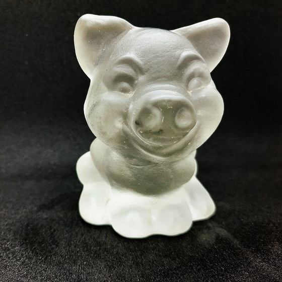 Image 1 of Goebel Figure Cute Little Piglet Frosted Glass 1980'S