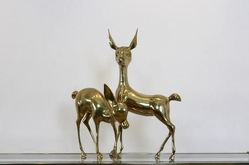 Ensemble exclusif de sculptures de cerfs en laiton "Bambi" (XL)