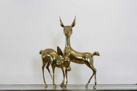 Image 1 of Exclusive XL Set of 'Bambi' Brass Deer Sculptures