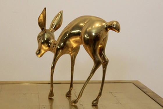 Image 1 of Exclusive XL Set of 'Bambi' Brass Deer Sculptures