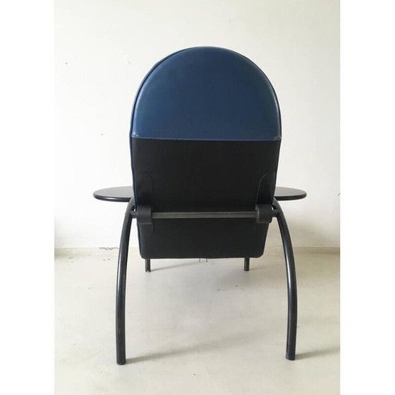 Image 1 of Adjustable blue easy chair in leather and metal by Ammanati and Vitelli for Moroso - 1980s