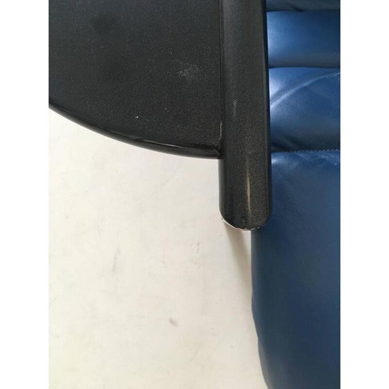 Image 1 of Adjustable blue easy chair in leather and metal by Ammanati and Vitelli for Moroso - 1980s