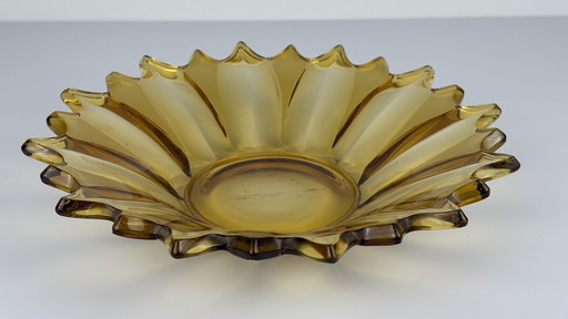 Art Deco Amber Color Sunflower Bowl