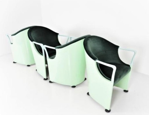 4x Armchairs Marked Tronetto By Luigi Origlia