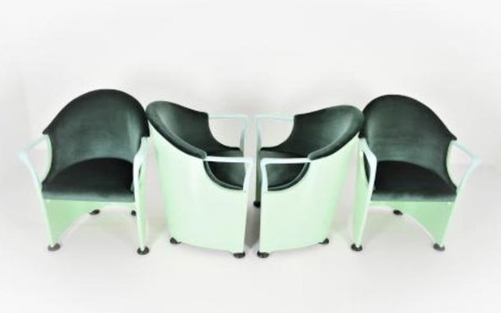 Image 1 of 4x Armchairs Marked Tronetto By Luigi Origlia