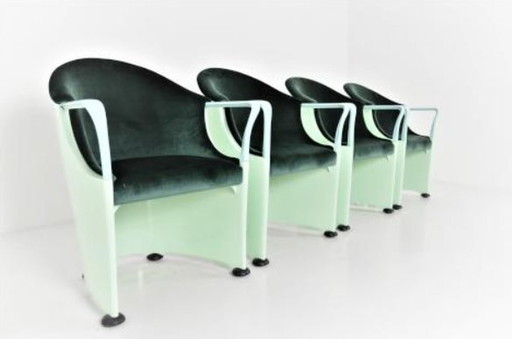 4x Armchairs Marked Tronetto By Luigi Origlia