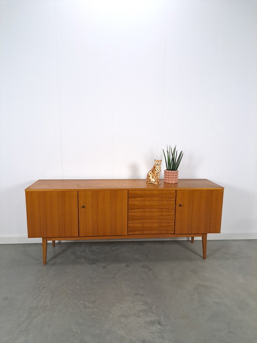 Teak Veneer Sideboard With Doors And Drawers With Stylish Handle