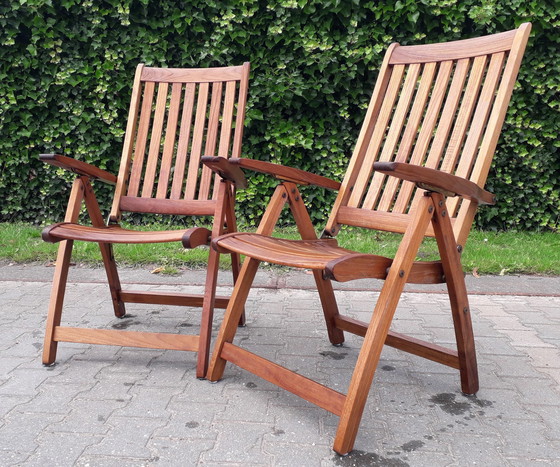 Image 1 of 2 Teak & Garden Ocean recliners with Lambert Outdoor cushions