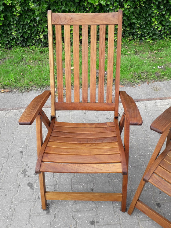 Image 1 of 2 Teak & Garden Ocean recliners with Lambert Outdoor cushions