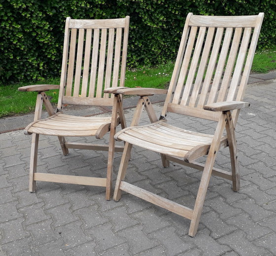 Image 1 of 2 Teak & Garden Ocean recliners with Lambert Outdoor cushions