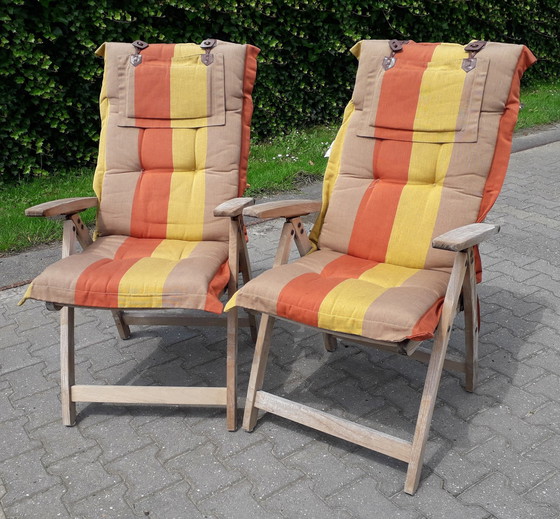 Image 1 of 2 Teak & Garden Ocean recliners with Lambert Outdoor cushions