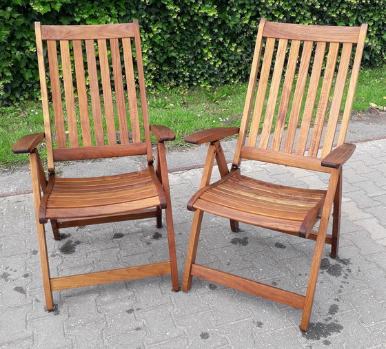 Image 1 of 2 Teak & Garden Ocean recliners with Lambert Outdoor cushions