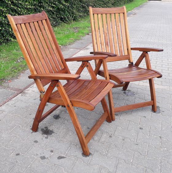 Image 1 of 2 Teak & Garden Ocean recliners with Lambert Outdoor cushions