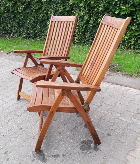 Image 1 of 2 Teak & Garden Ocean recliners with Lambert Outdoor cushions