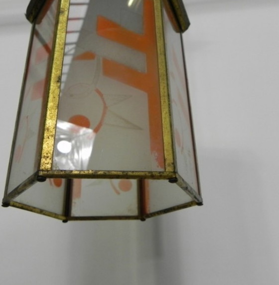 Image 1 of Art Deco hanging lamp with 6 glass plates