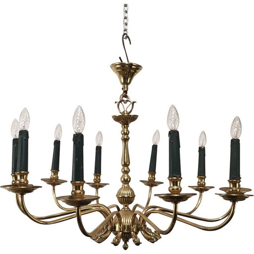 Vintage brass chandelier for Maison Jansen, 1940