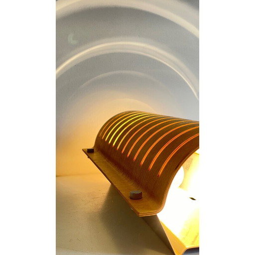Vintage wall lamp in bent wood and steel, Ikea, 1990