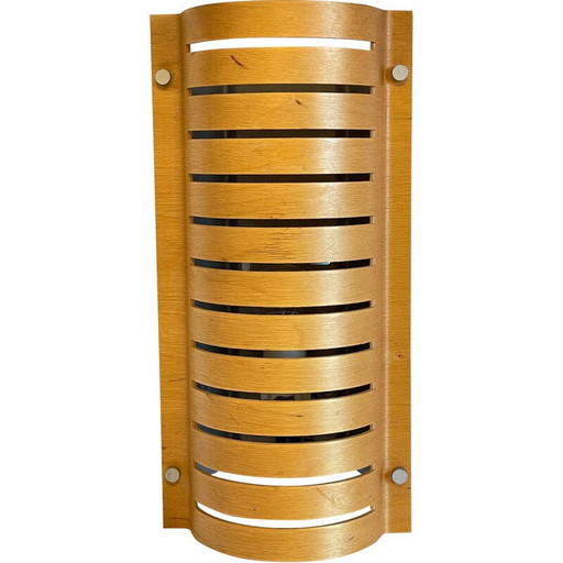 Vintage wall lamp in bent wood and steel, Ikea, 1990