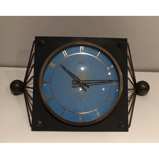 Image 1 of Orologio vintage in metallo laccato, vetro e ottone, anni '50