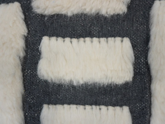 Image 1 of Berber Rug - 247 Cm X 145 Cm - White And Black Wool