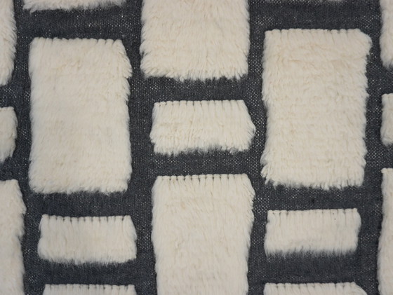 Image 1 of Berber Rug - 247 Cm X 145 Cm - White And Black Wool