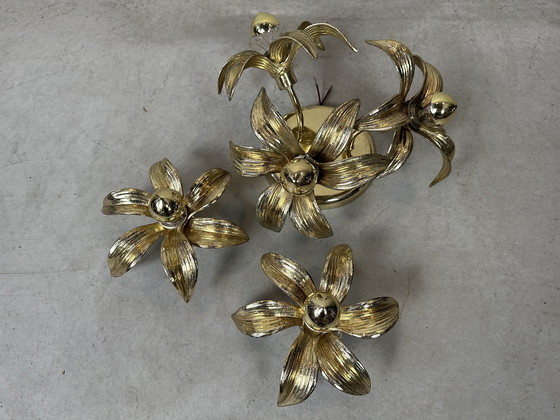 Image 1 of 3x 1970's flower ceiling/wall lamps - Hollywood Regency