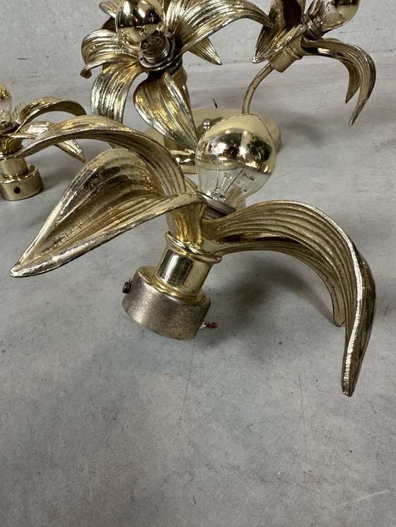 Image 1 of 3x 1970's flower ceiling/wall lamps - Hollywood Regency