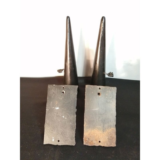 Image 1 of Pair of vintage wrought iron conical sconces, 1960