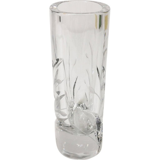 Jarrón vintage de cristal ovalado de Bleikristal, Alemania, década de 1960