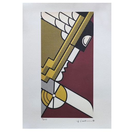 Vintage Roy Lichtenstein "Salute To Aviation Corlett 63" Limited Edition Lithograph – lithos zeefdrukken, Paper