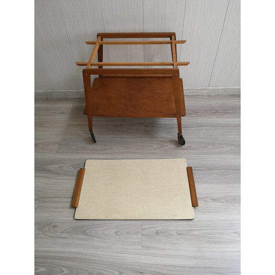Image 1 of Vintage mobile bar table in wood and plywood, 1970