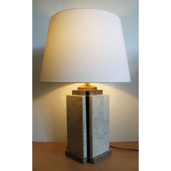 Image 1 of Lampada vintage in marmo decorata con ceramica