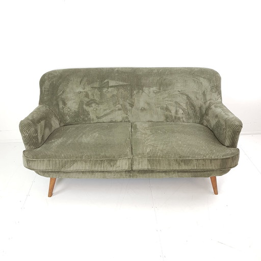 Vintage Double Sofa | Green Rib New Upholstered