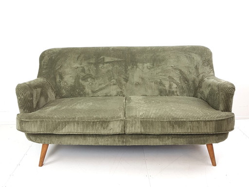 Vintage Double Sofa | Green Rib New Upholstered