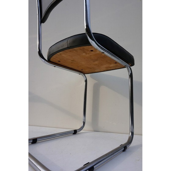 Image 1 of Silla de oficina holandesa de estructura voladiza tubular - década de 1930