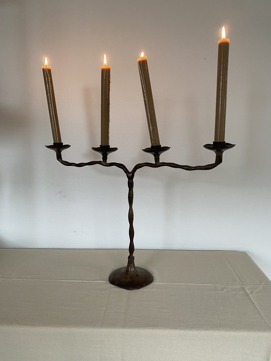 Image 1 of Candeliere Japandi vintage in bronzo 
