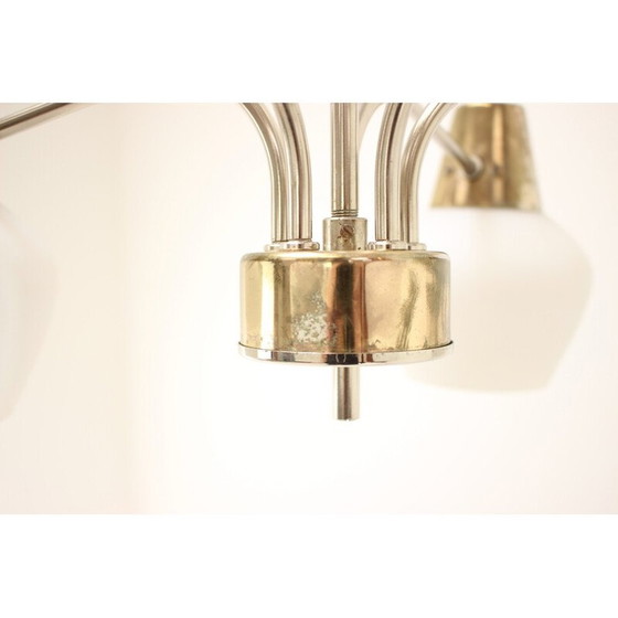 Image 1 of Vintage brass and metal chandelier by Kamenicky Senov, Czechoslovakia 1970