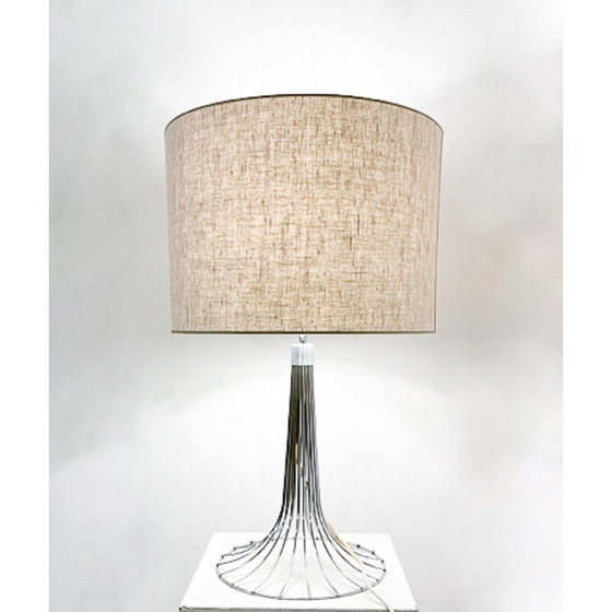 Image 1 of Pair of vintage Space Age chrome table lamps, 1970