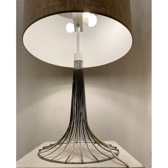 Image 1 of Pair of vintage Space Age chrome table lamps, 1970