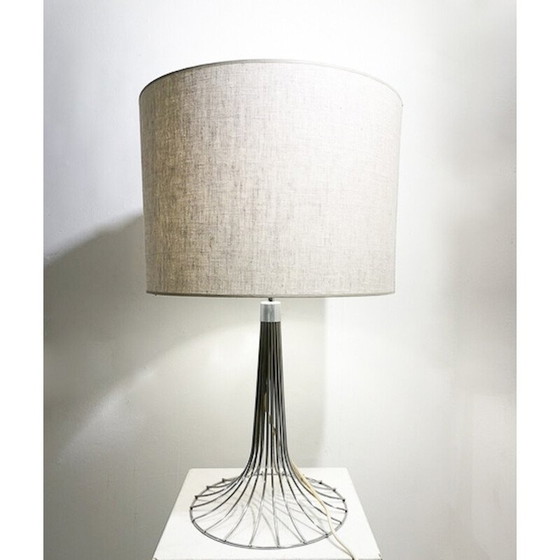 Image 1 of Pair of vintage Space Age chrome table lamps, 1970